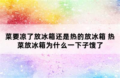 菜要凉了放冰箱还是热的放冰箱 热菜放冰箱为什么一下子馊了